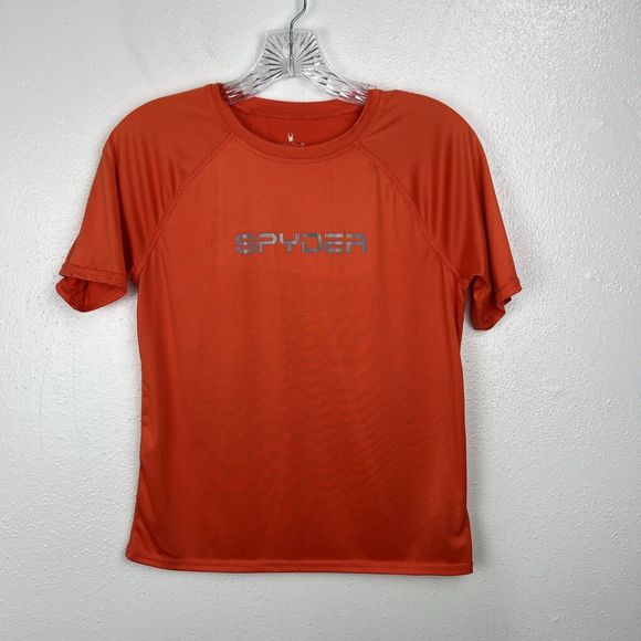 Spyder Shirt Youth Large Orange Short Sleeve Dri-Fit Surf Sun Activewear Tee - Picture 10 of 10